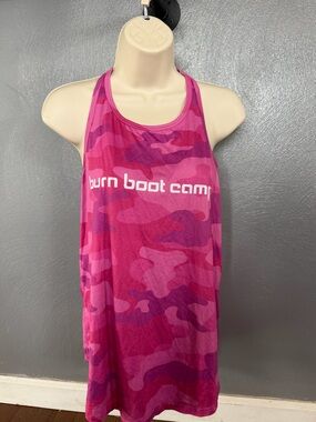 Burn Boot Camp Pink Camo Racerback Tank Top Medium